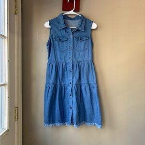 Sleeveless Ruffle Denim Dress S
